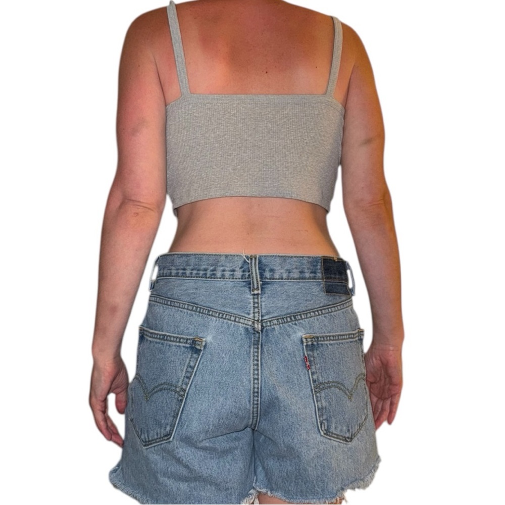 Gray Ribbed Crop Top - Picture 3 of 9